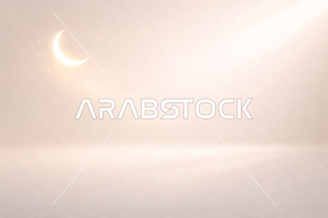 خلفية هلال رمضان وعيد مضيئة بتصميم بسيط