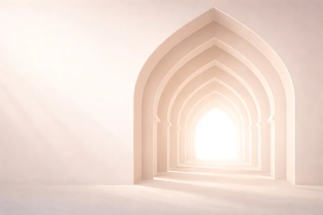 خلفية ممر أقواس إسلامية بيضاء بسيطة
