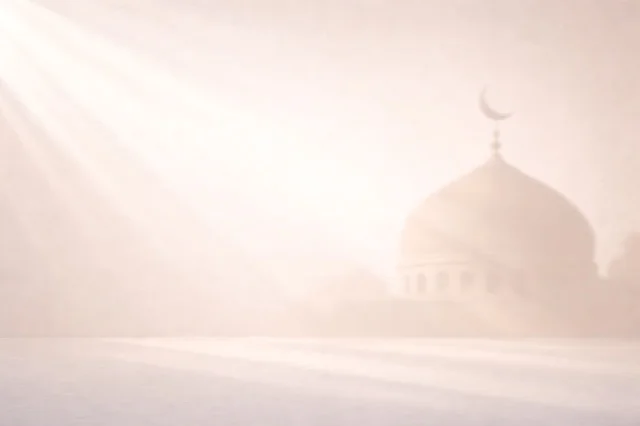 قبة مسجد مع خيوط الشمس خلفية رمضان إسلامية