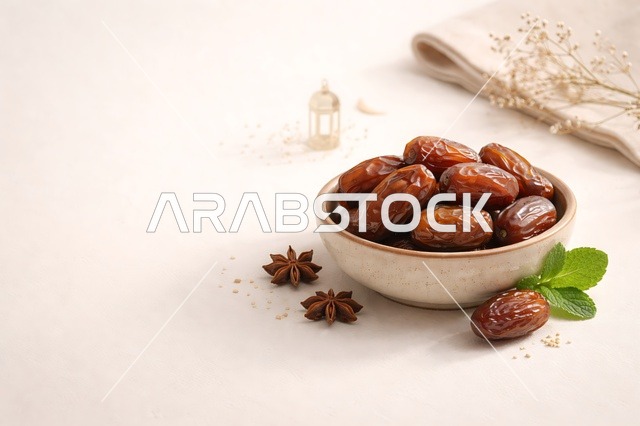 وعاء من التمر لتزيين مائدة رمضان