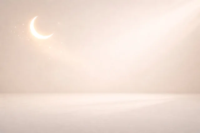 خلفية هلال رمضان والعيد مع أشعة ضوئية