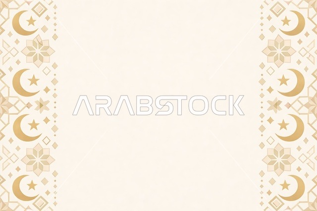 خلفية رمضان إسلامية مع إطار هندسي ذهبي