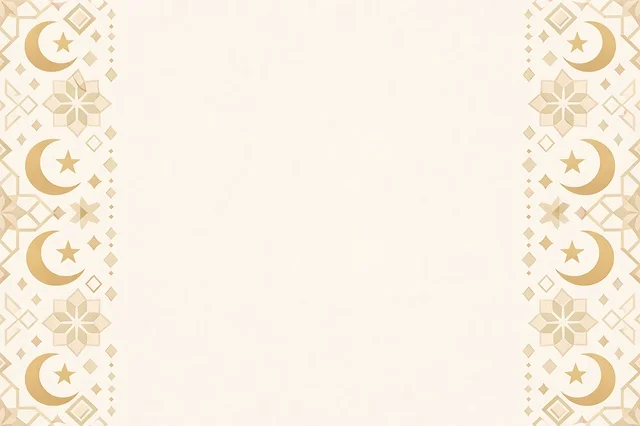 خلفية رمضان إسلامية مع إطار هندسي ذهبي