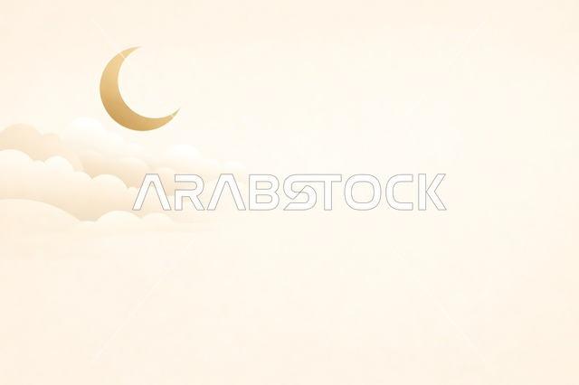 هلال ذهبي وسحب خلفية إسلامية بسيطة