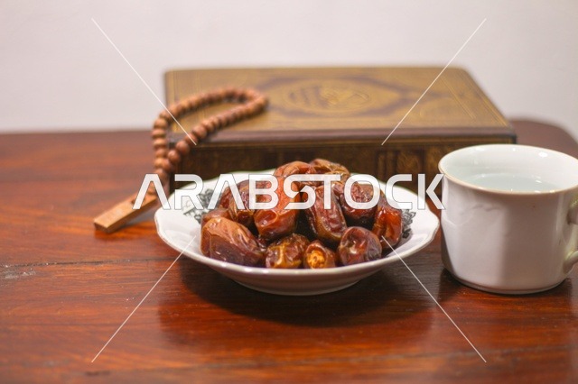 Ramadan Dates with Quran and Prayer Beads