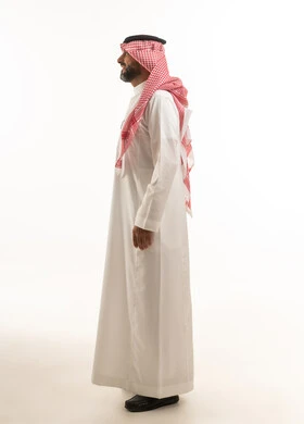 Saudi Man in Traditional Thobe on White Background