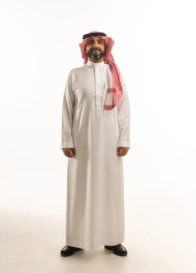 Saudi Man in Traditional Thobe on White Background