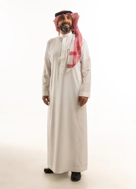 Saudi Man in Traditional Thobe on White Background