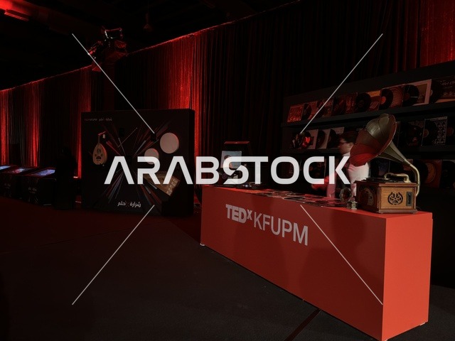 TEDx KFUPM Exhibition Stand with Red Lighting
