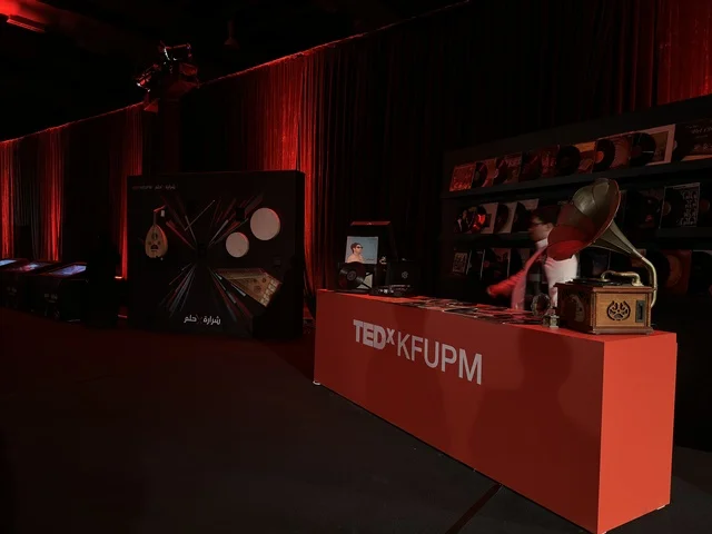 TEDx KFUPM Exhibition Stand with Red Lighting