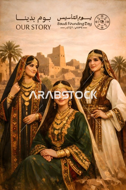 يوم التأسيس نساء بالزي السعودي التقليدي