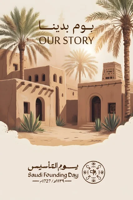 رسم توضيحي ليوم التأسيس السعودي والهوية التراثية