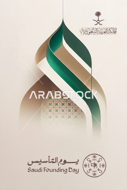 بوستر يوم التأسيس السعودي بشعار المملكة الرسمي