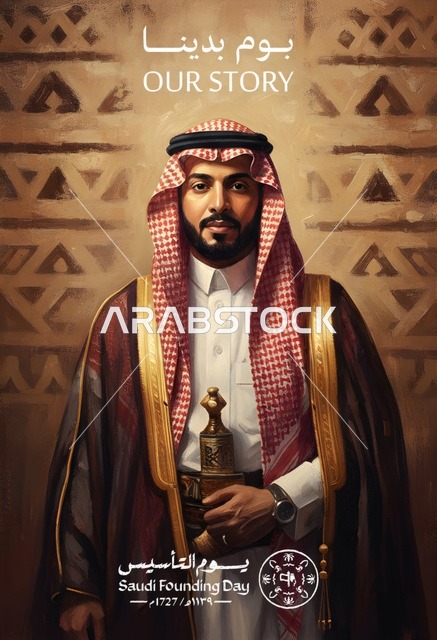 Saudi Man in Traditional Attire for Founding Day