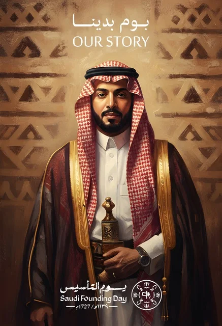 Saudi Man in Traditional Attire for Founding Day