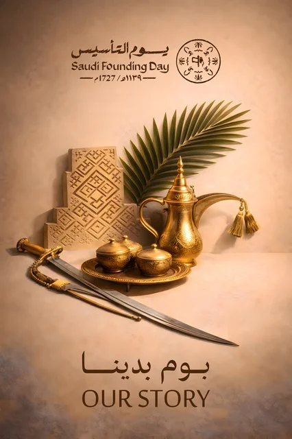 Saudi Founding Day Traditional Dallah and Sword Display