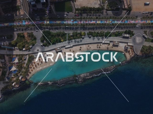 Aerial View of Jeddah Corniche Artificial Lakes Red Sea