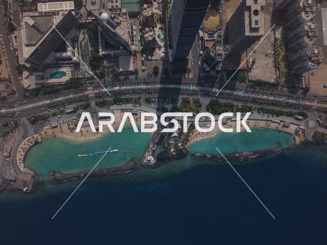 تصوير جوي للبحيرات الصناعية على كورنيش جدة