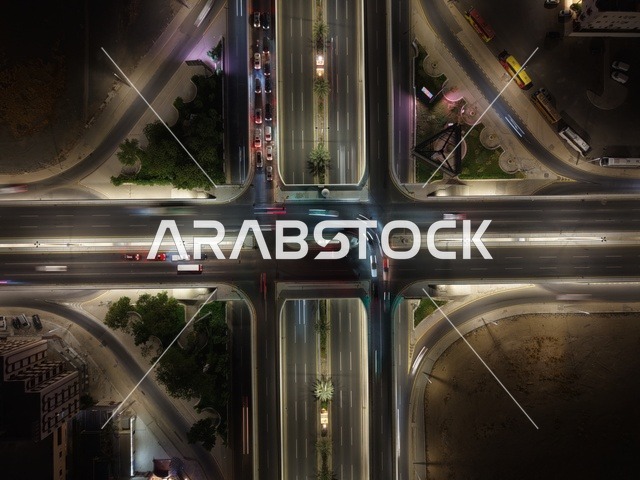Al Murabba Bridge Jeddah Madinah Road Night Aerial