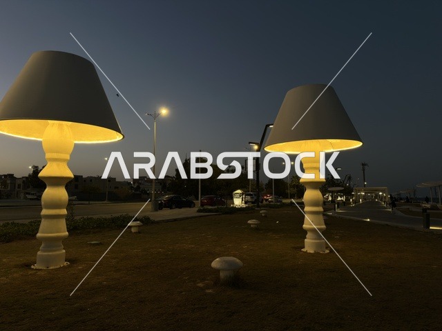 Dammam Corniche Hams Walkway Light Installations at Night
