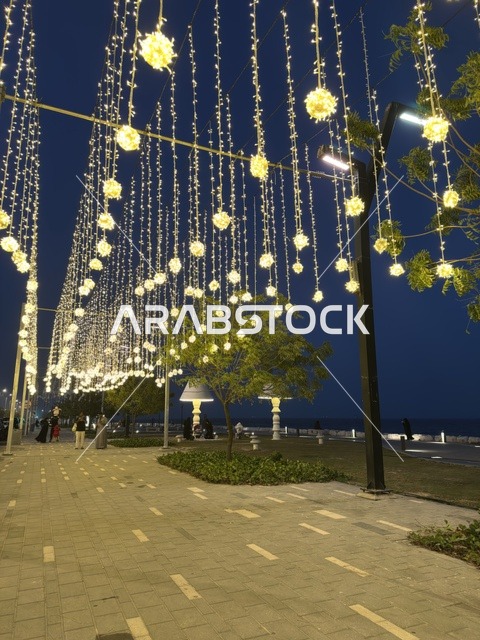 Night Ramadan Lights at Dammam Corniche Hams Walkway