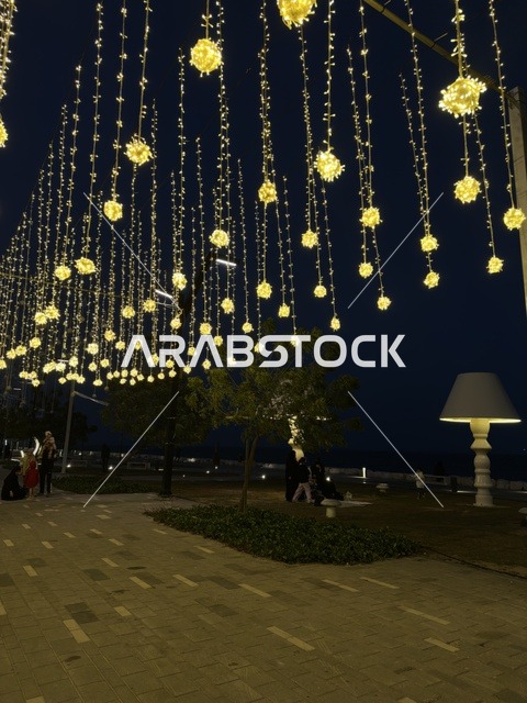 Ramadan Decorations at Hams Walkway Dammam Corniche Night