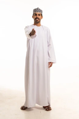Omani Man Traditional Handshake on White Background