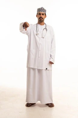 Omani Doctor Disapproval Gesture White Background