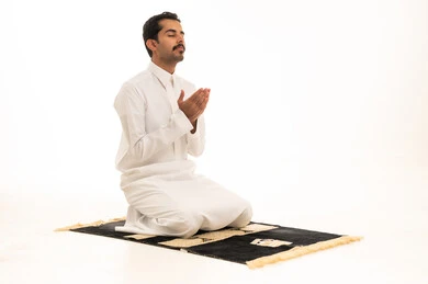 Saudi Man Praying Dua on White Background