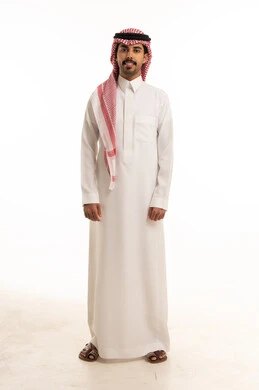 Saudi Man in Traditional Dress on White Background