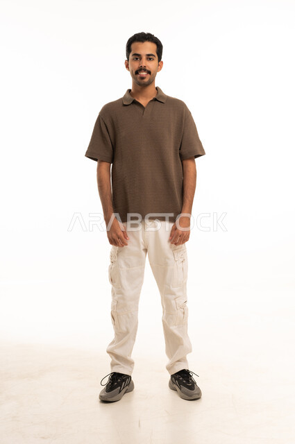 Saudi Man Standing on White Background Studio Shot