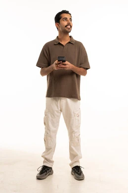 Arab Man with Smartphone on White Background