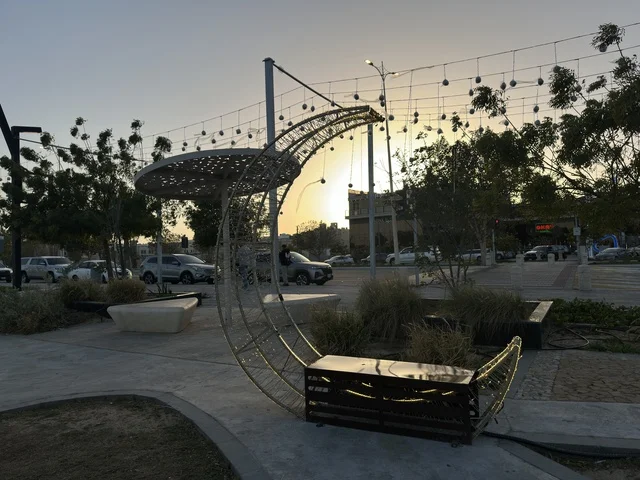Ramadan Crescent Moon Sculpture Dammam Corniche Sunset