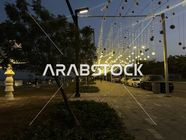 زينة رمضان في كورنيش الدمام ممشى همس ليلاً