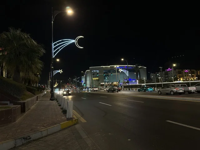 First Street Dammam Night View with Ramadan Decorations