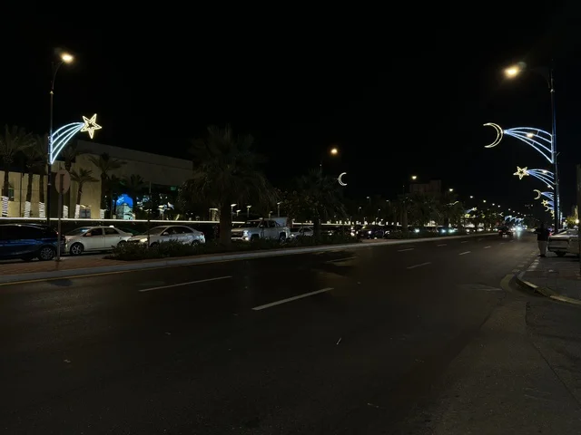Dammam First Street Night Scene with Ramadan Lights