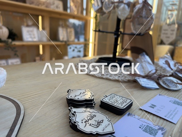 هدايا تذكارية بخط عربي في مركز إثراء الظهران