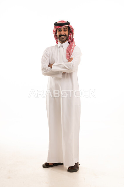 Saudi Man in Traditional Thobe and Shemagh Studio Portrait