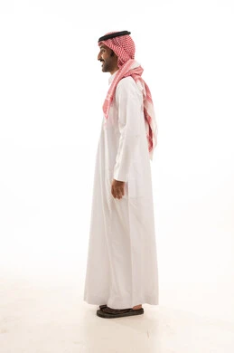 Saudi Man in Traditional Thobe and Shemagh Profile