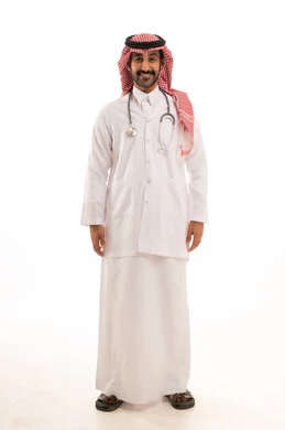 Saudi Male Doctor in Traditional Thobe and Shemagh