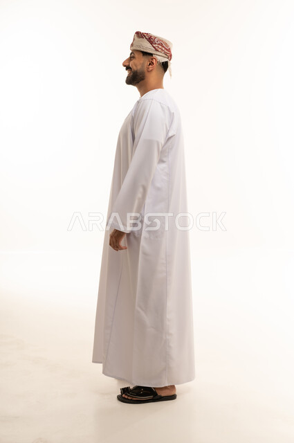Omani Man in Traditional Dishdasha and Kumma