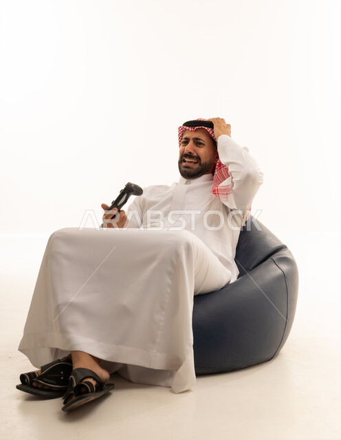 Saudi Man Frustrated While Playing Video Games