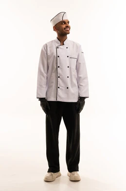 Arab Male Chef in White Uniform Studio Portrait