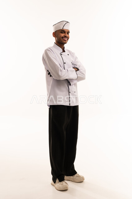 Professional Chef in Uniform on White Background