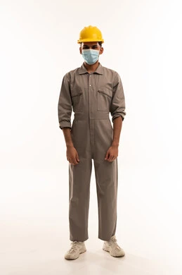 Saudi Industrial Worker in Safety Helmet and Mask