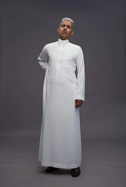 Saudi Man in White Thobe Studio Portrait