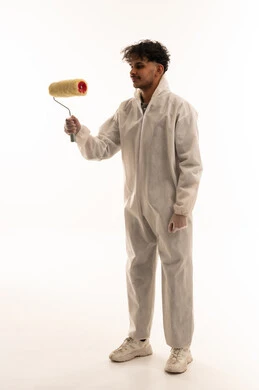 Saudi Male Painter in White Coverall with Roller