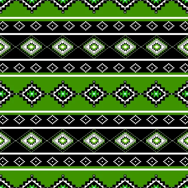 Traditional Green Sadu Geometric Tribal Pattern
