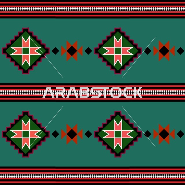 Traditional Sadu Pattern Green Geometric Background