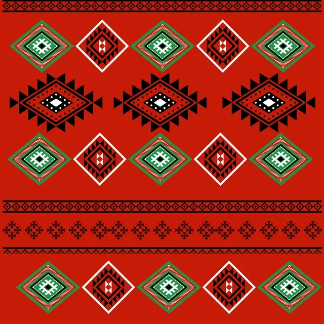 Traditional Arabic Sadu Geometric Pattern on Red
